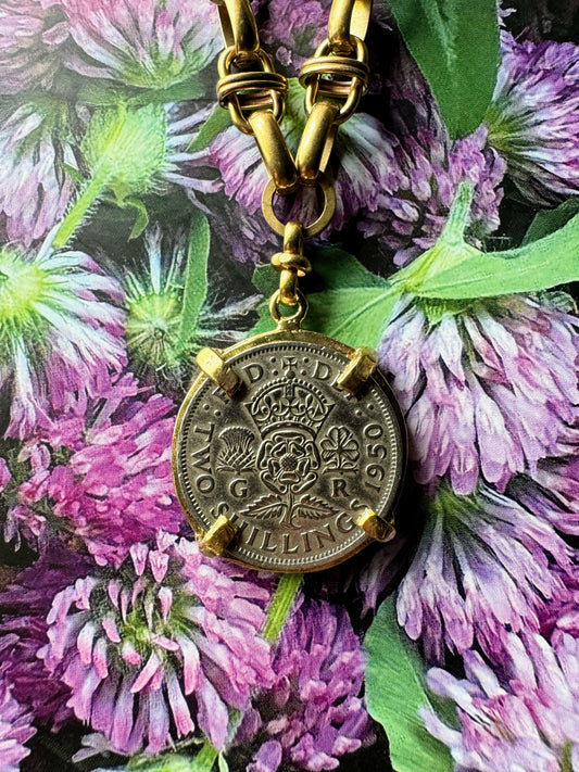 British Shilling Coin Necklace From 1950