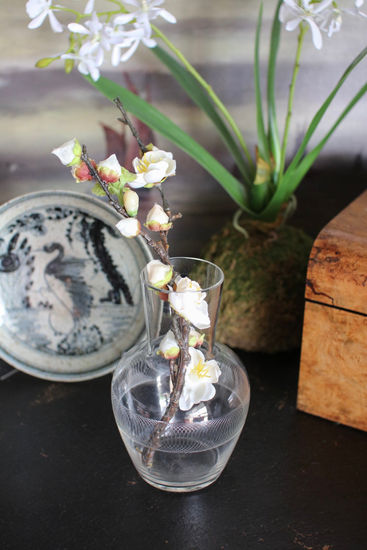 English Etched Glass Vase