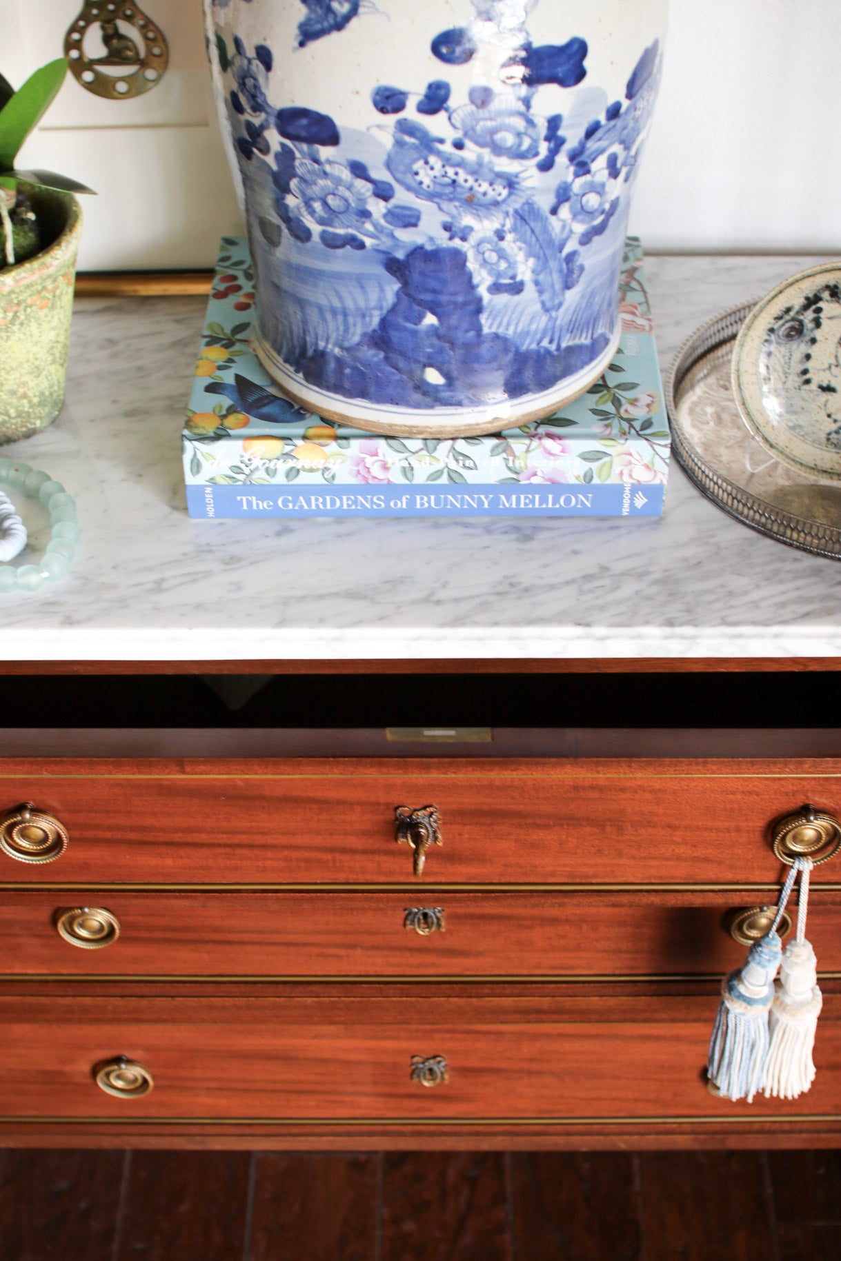 French Louis XVI Style White Marble Top Commode