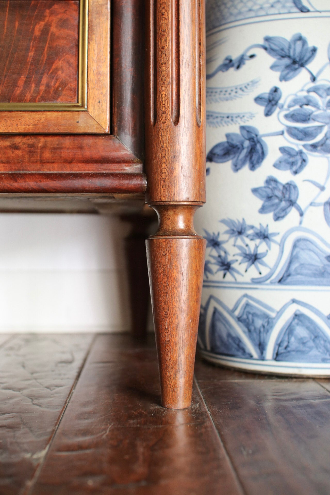 French Louis XVI Grey Marble Top Commode