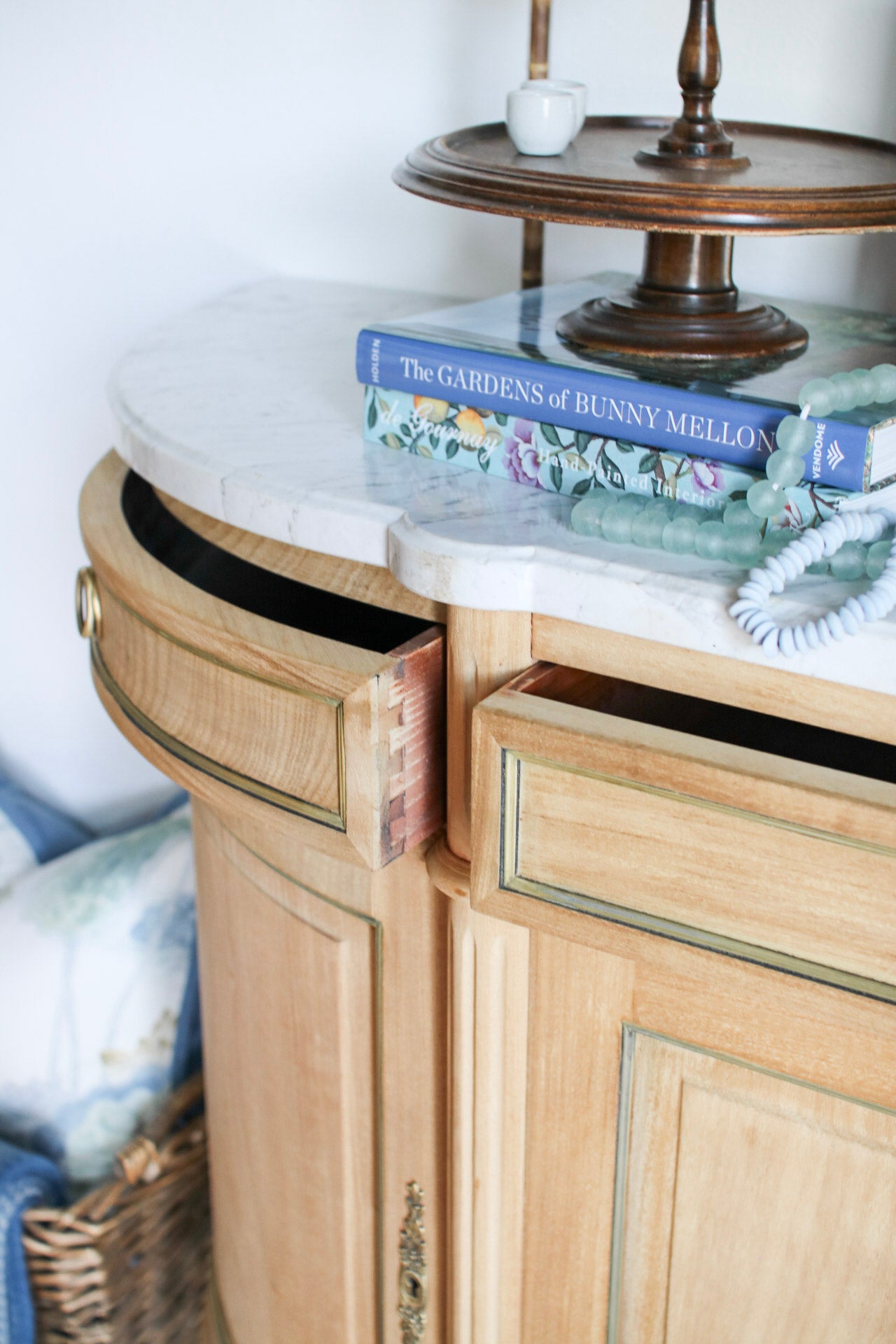 Bleached French Louis XVI White Marble Top Buffet
