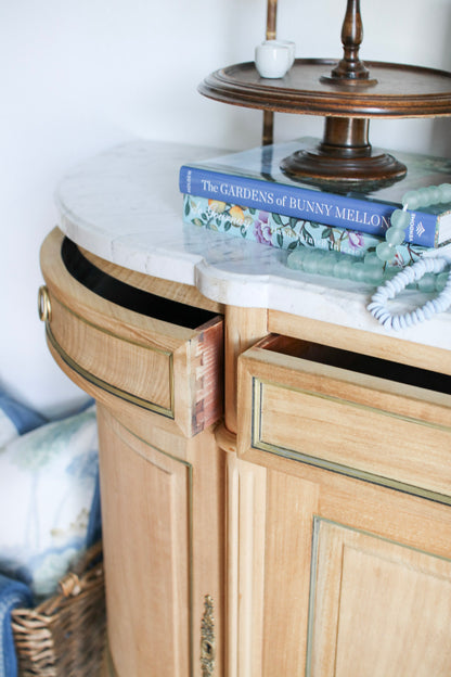 Bleached French Louis XVI White Marble Top Buffet