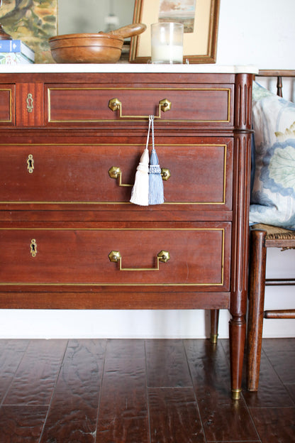 French Louis XVI White Marble Top Commode