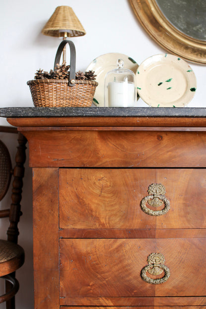 French Louis Philippe Commode with Black Marble