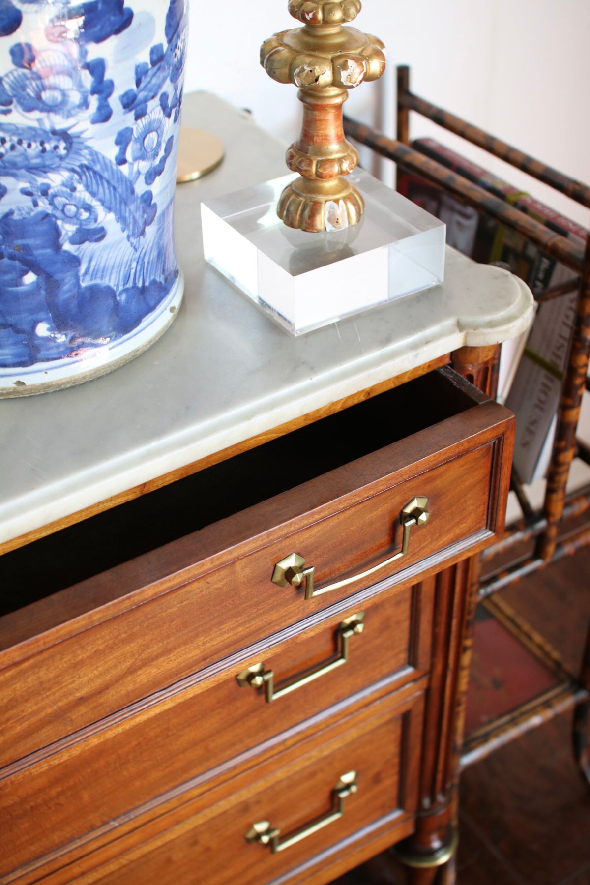 Antique French Louis XVI Commode with White Marble