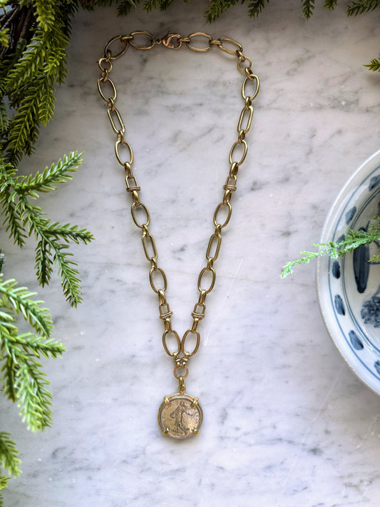 Vintage Coin Necklace: French 1971