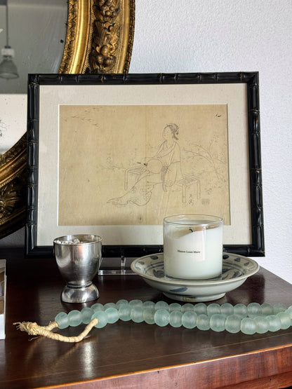 Bamboo Framed Ink Drawing on Rice Paper