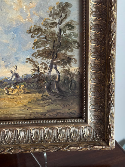 Framed English Windmill Painting