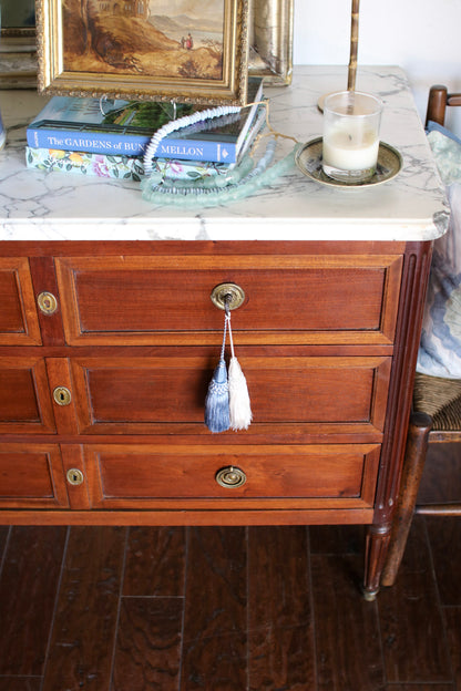 French Louis XVI White Marble Top Commode