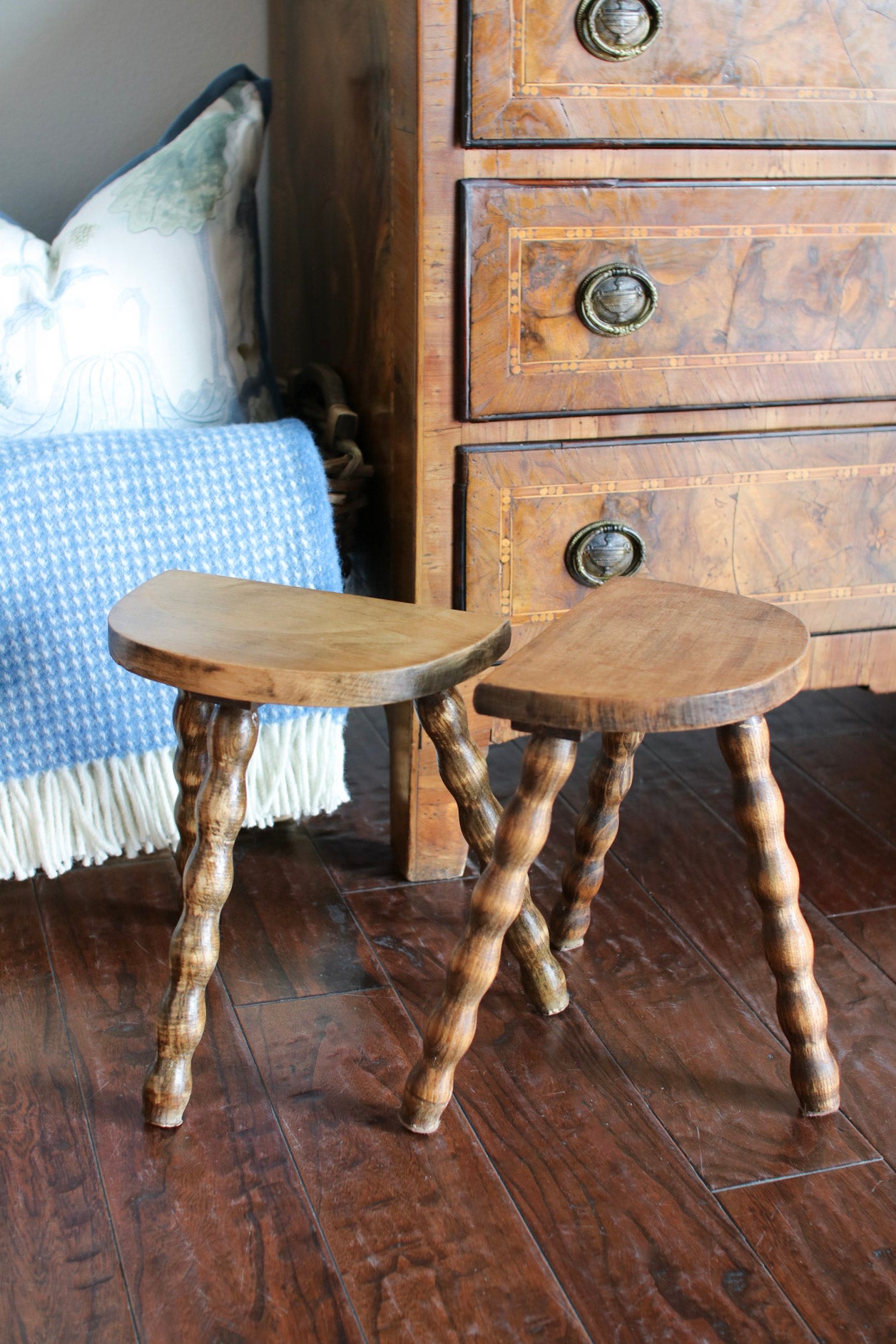 Pair of French Bobbin Stools