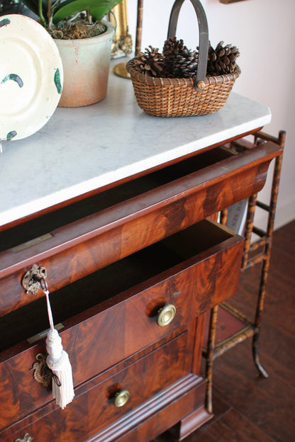 French Louis Philippe Commode with White Marble
