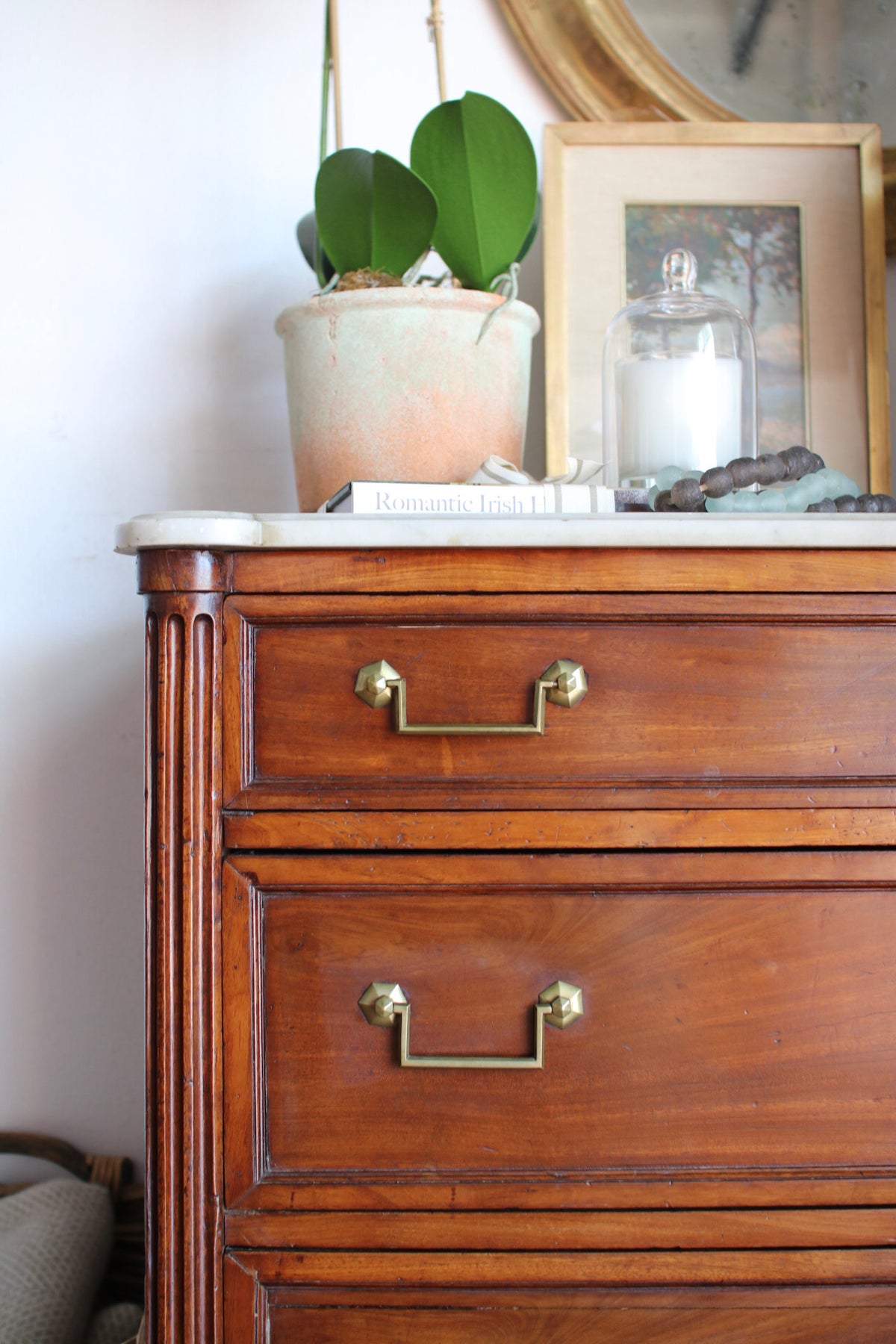 Antique French Louis XVI Commode with White Marble