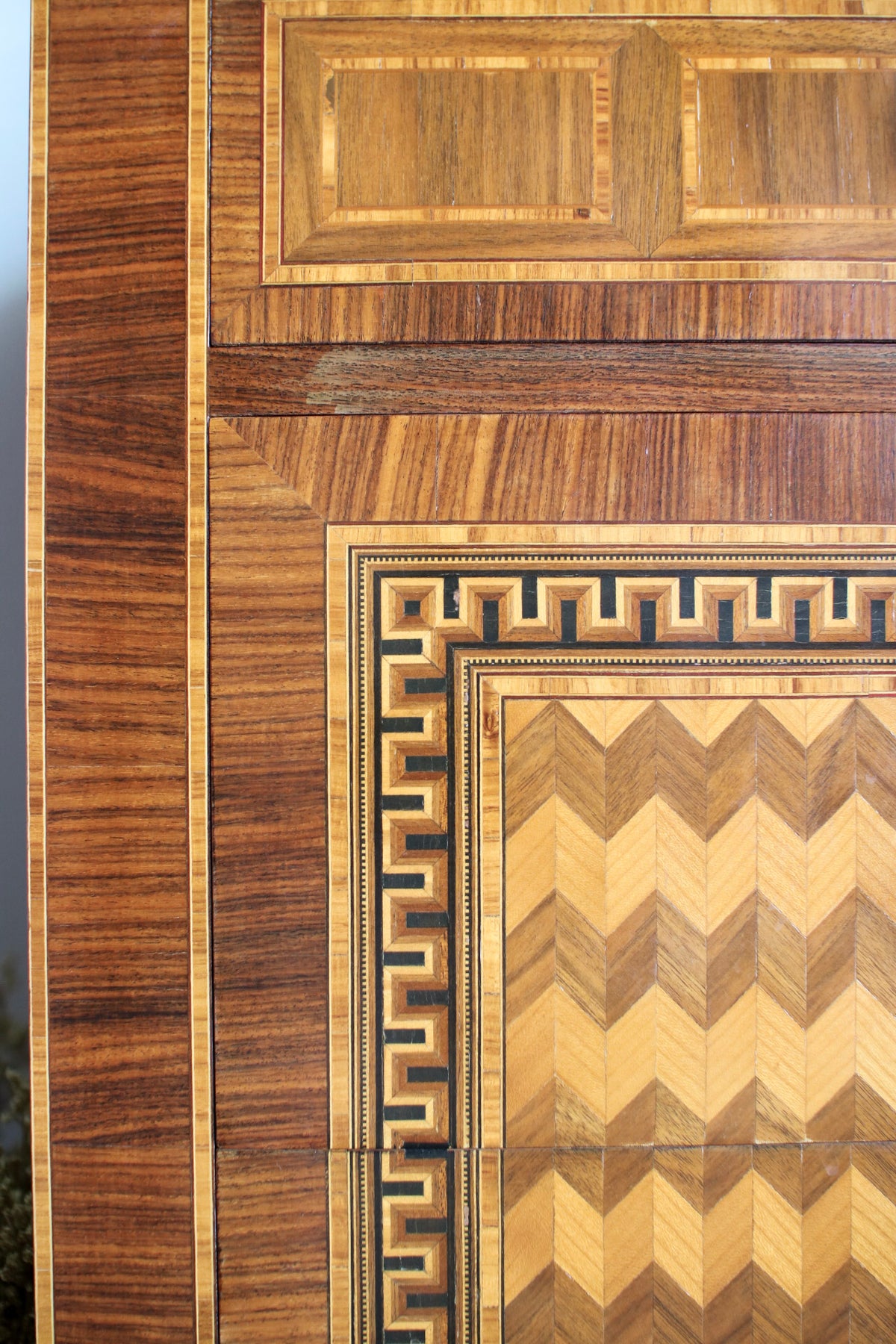 Italian Parquetry Vintage Commode with Pâté Stone
