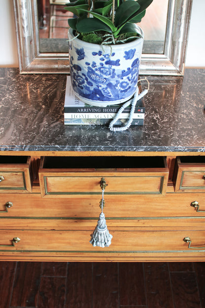 Antique French Louis XVI Grey Marble Top Commode