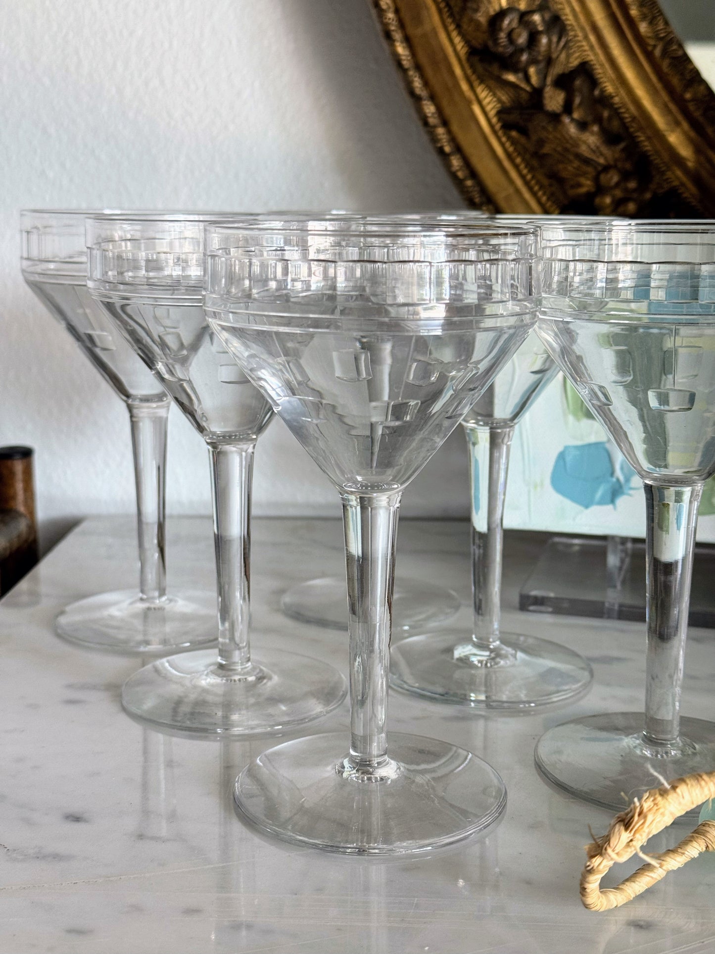Set of 6 French Art Deco Wine Glasses