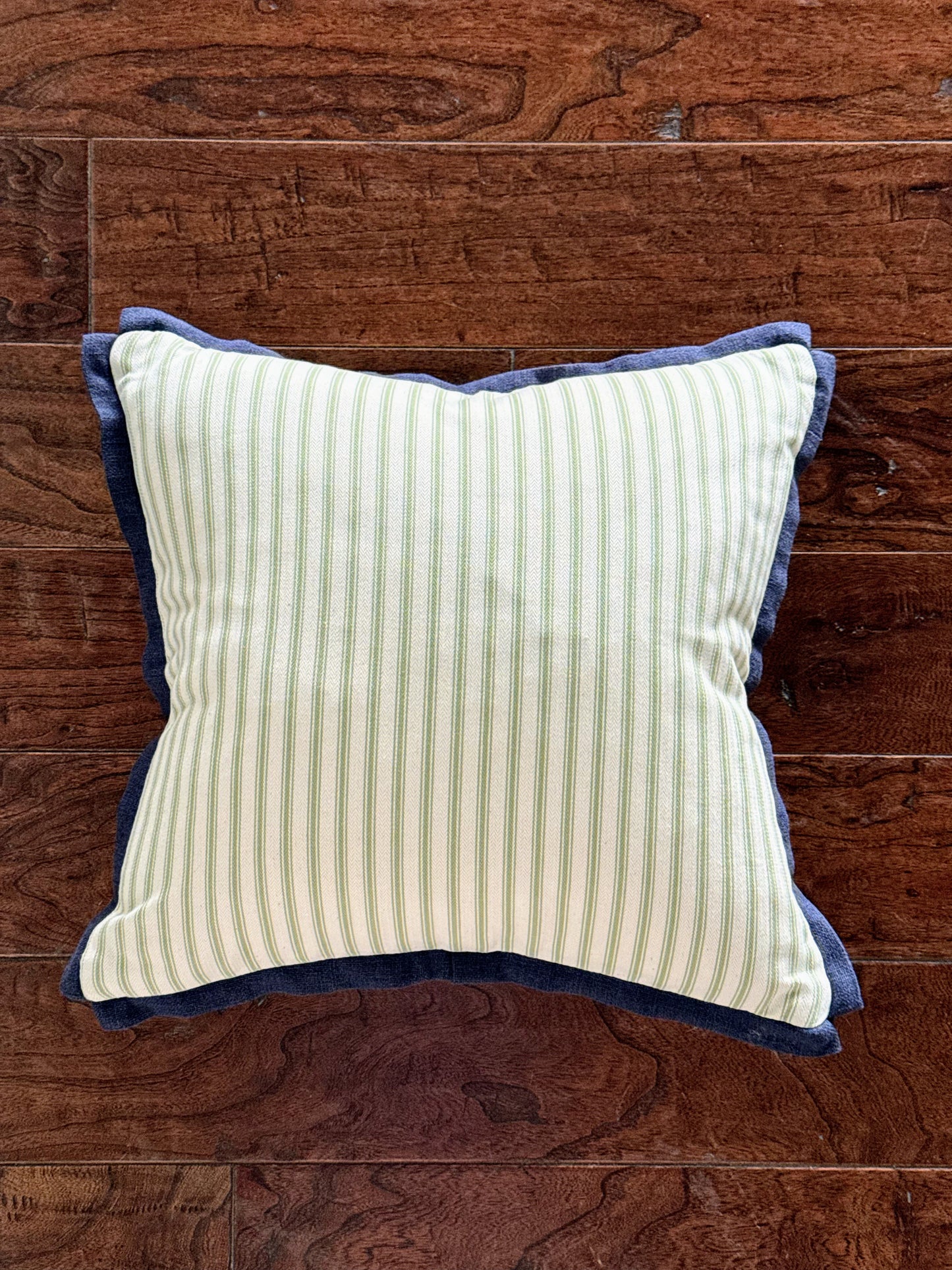 Custom Pillow: 18x18 Made in the UK Green Ticking Stripe
