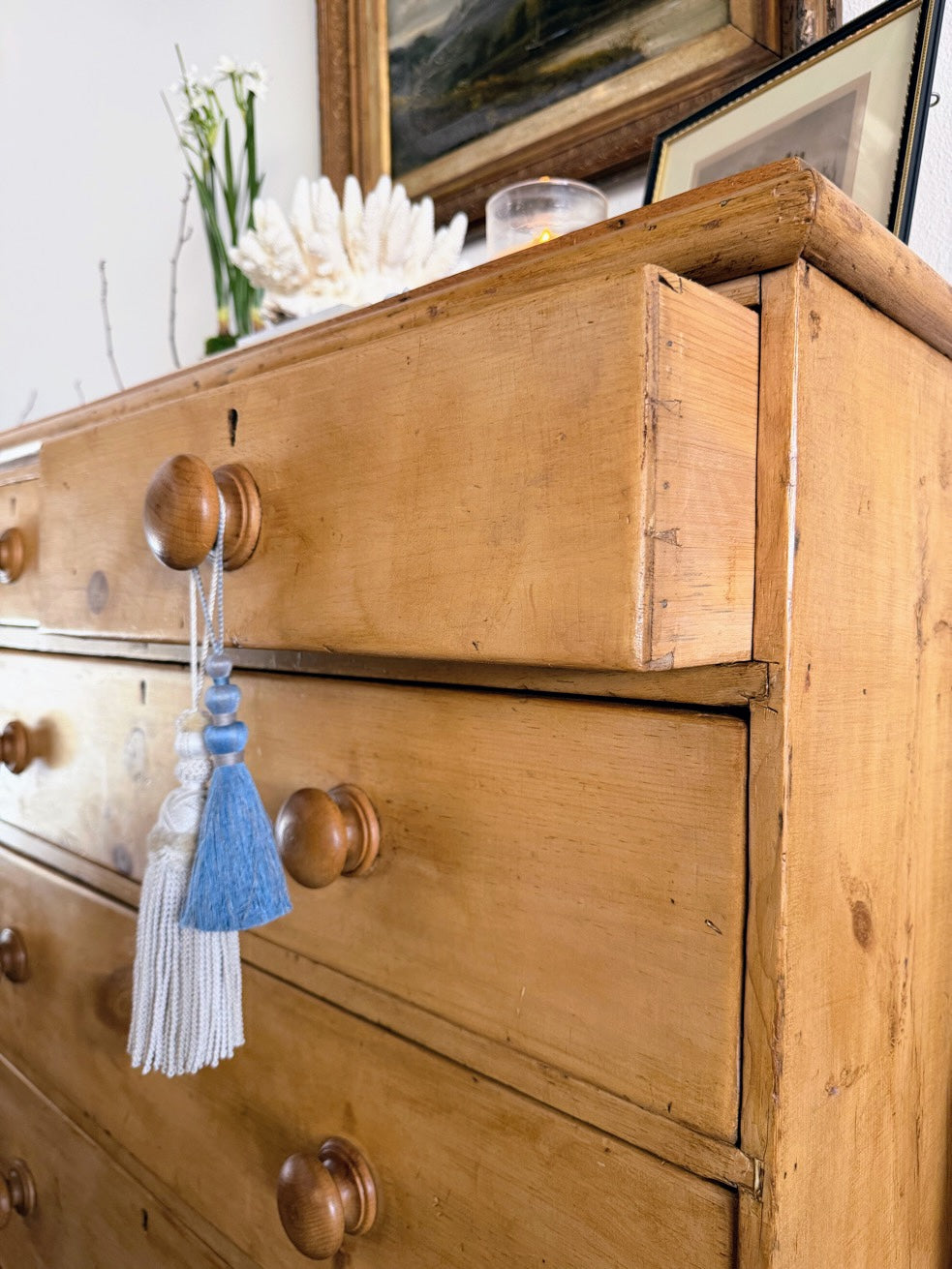 Antique English Pine Chest with Tulip Feet