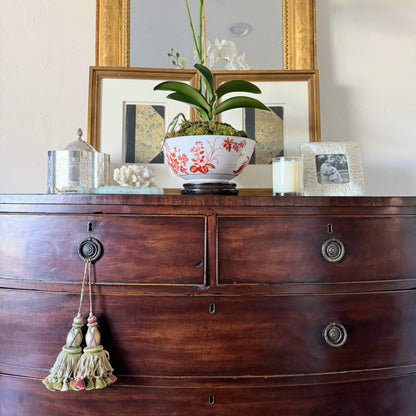 Antique English Bow Front Dresser with Round Pulls