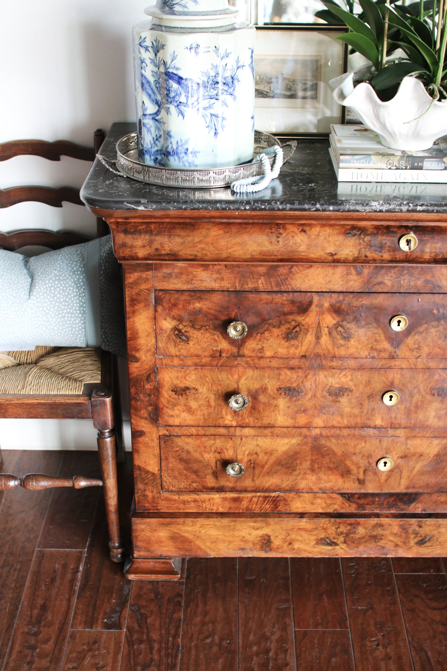 Antique French Louis Philippe Burled Walnut Commode