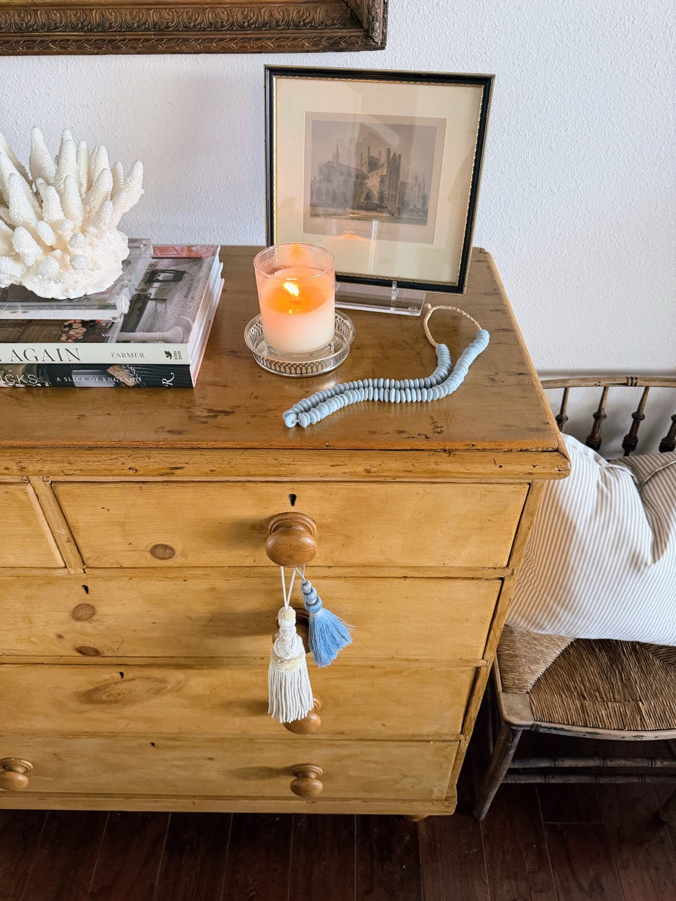 Antique English Pine Chest with Tulip Feet