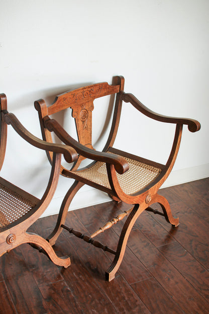 Pair of Italian Cane Chairs