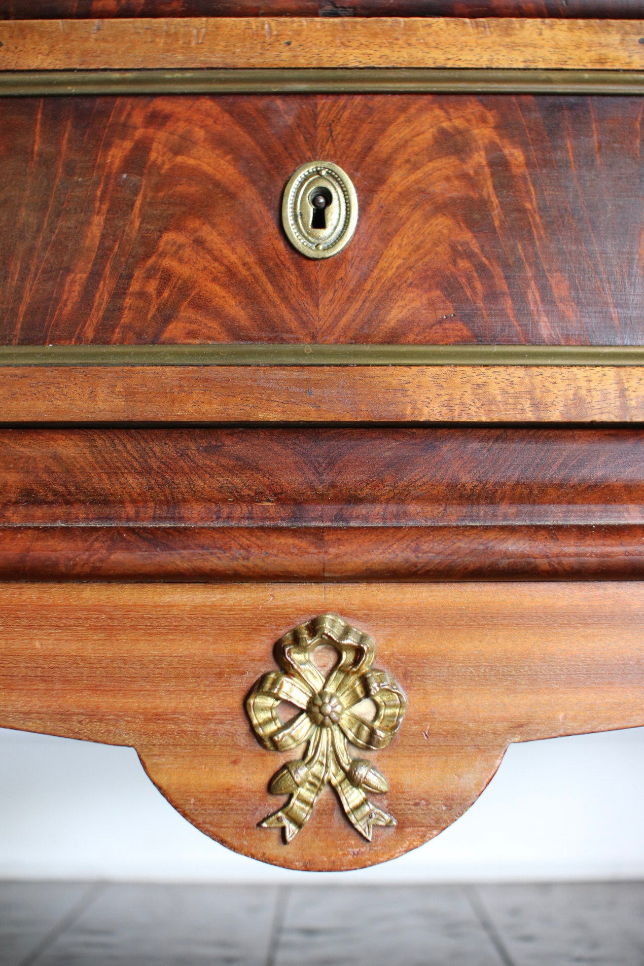 French Louis XVI Grey Marble Top Commode