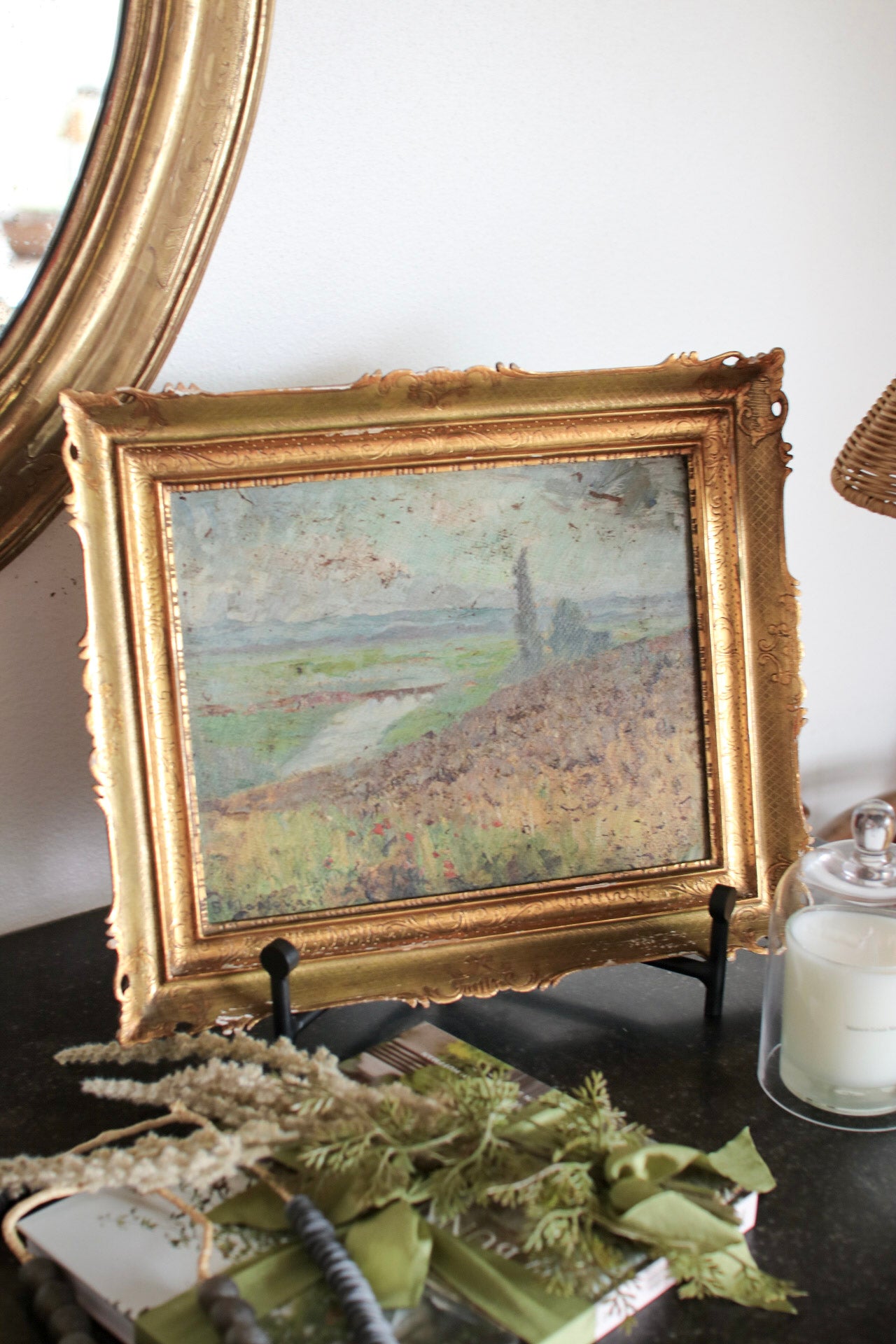 Framed Italian Wildflower Painting