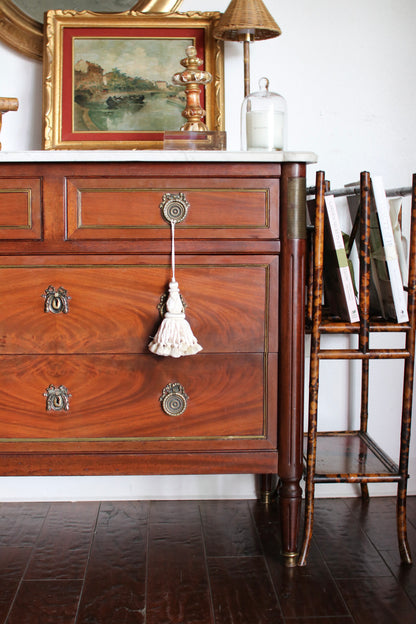 French Louis XVI Style White Marble Top Commode