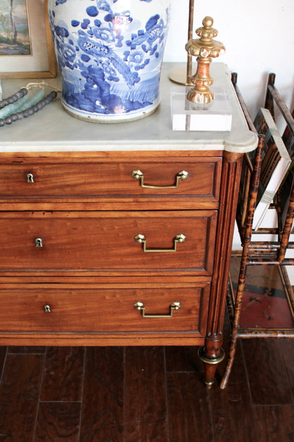 Antique French Louis XVI Commode with White Marble