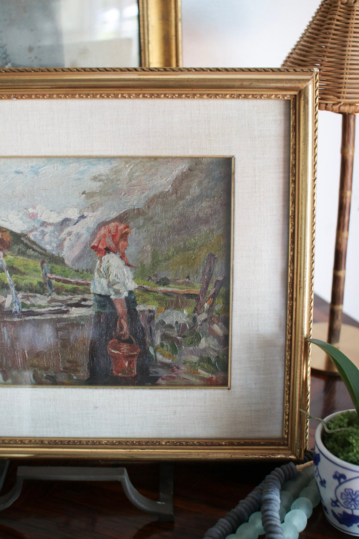 Oil Painting of Woman in Switzerland
