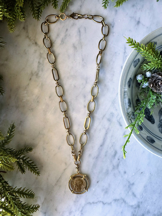 Vintage Coin Necklace: French 1939
