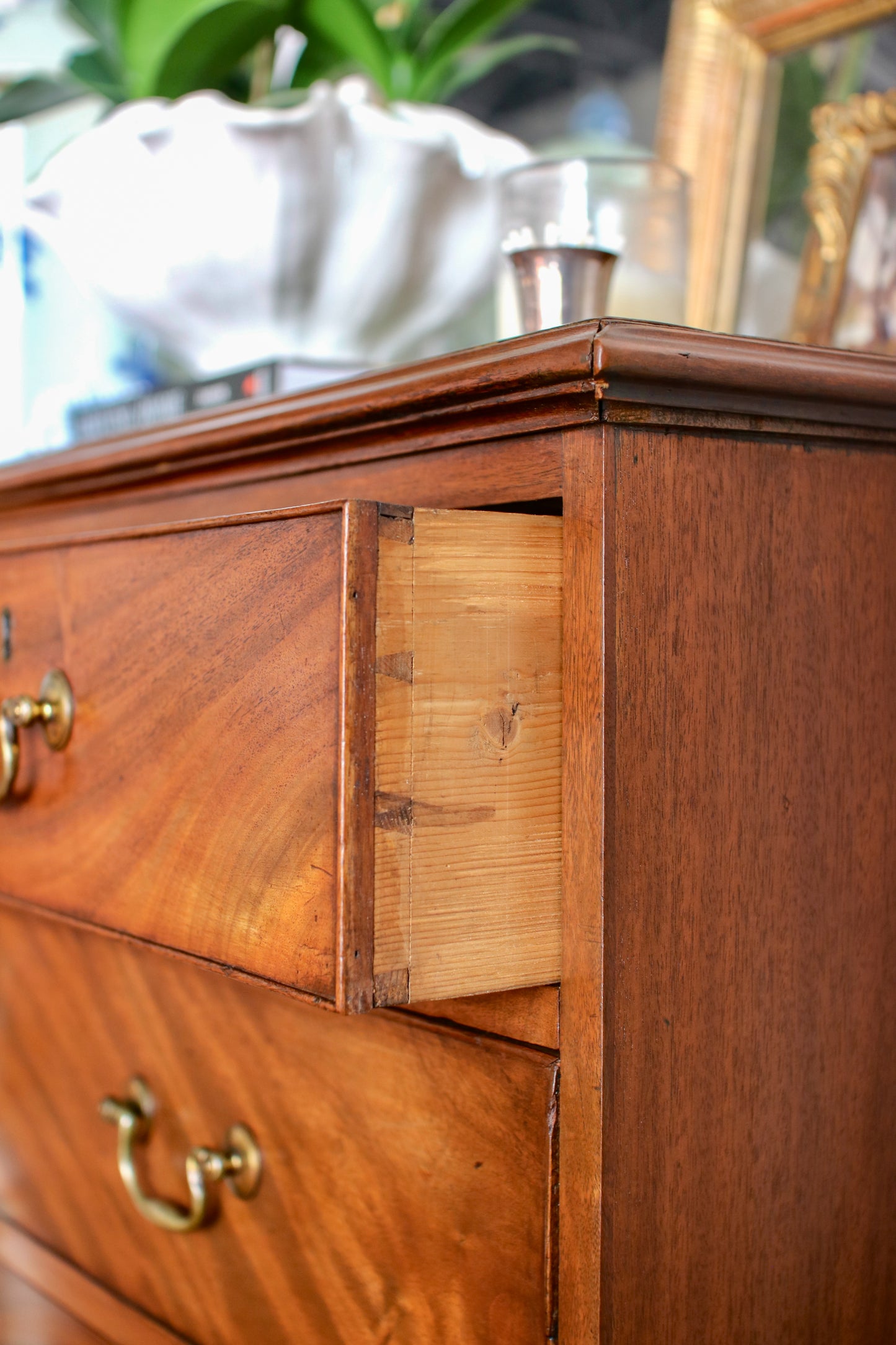 Antique English Flame Mahogany Chest