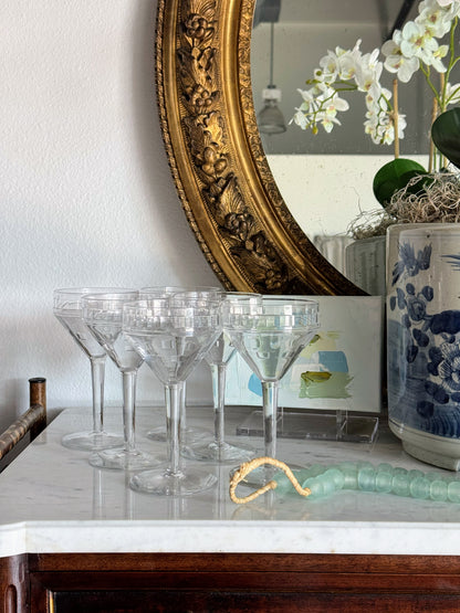 Set of 6 French Art Deco Wine Glasses