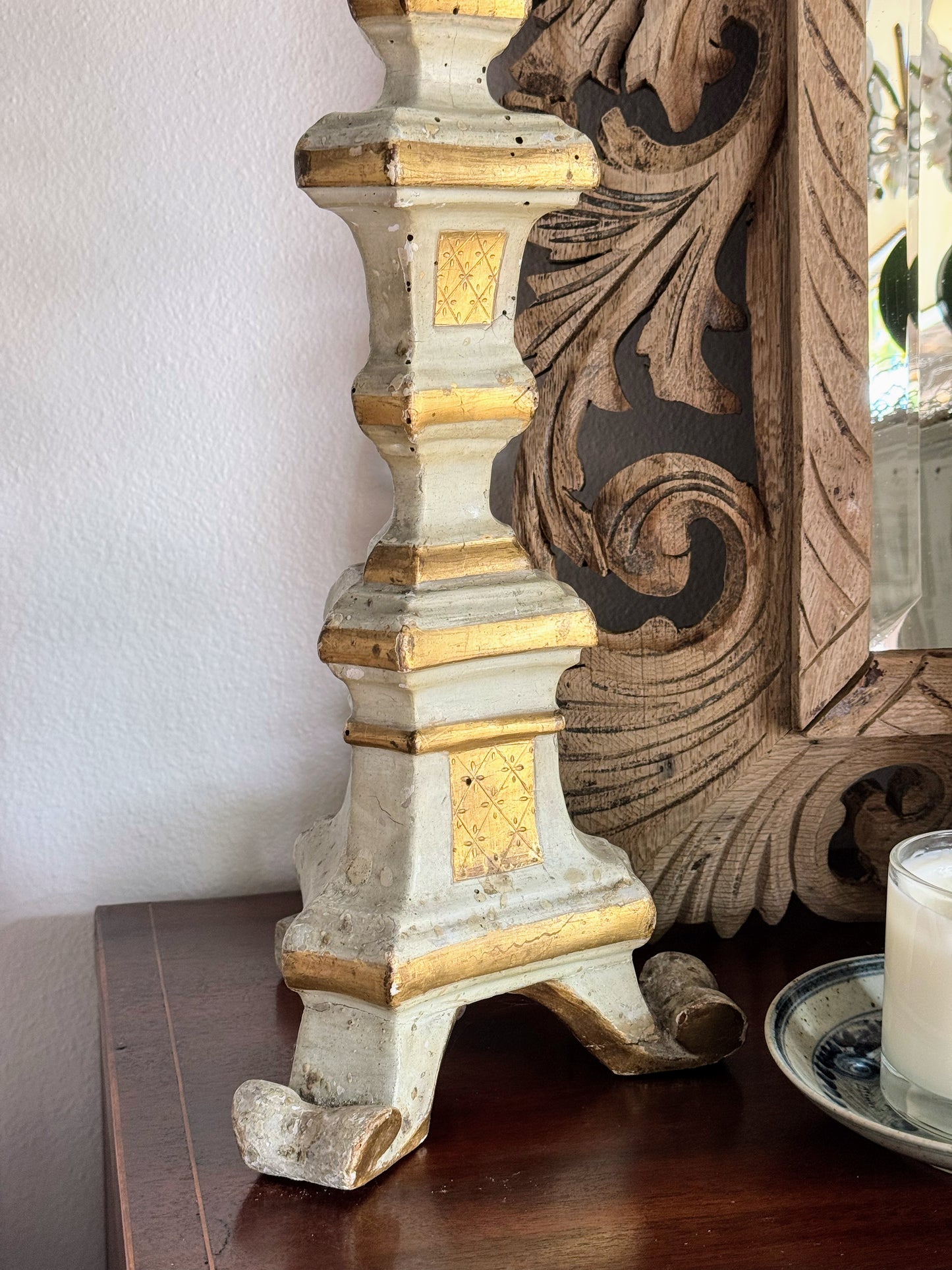 French Painted Candlestick