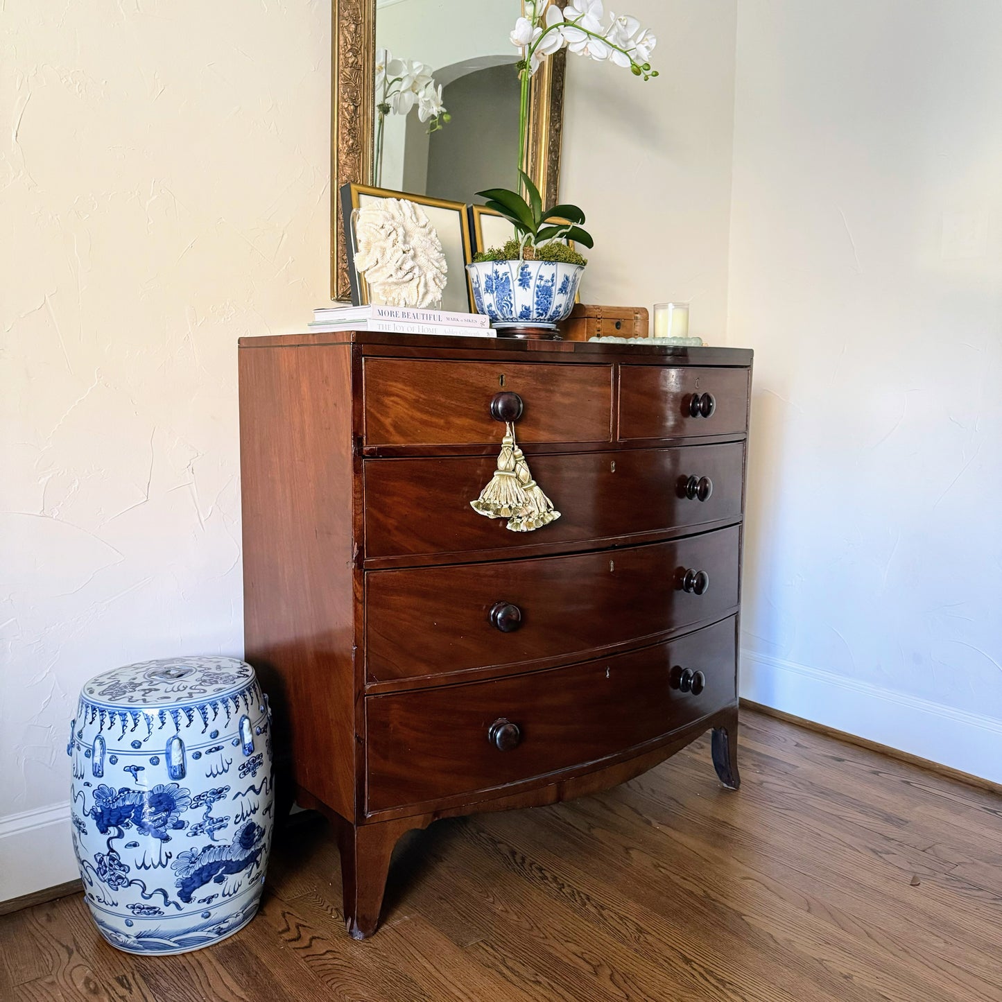 Antique English Bow Front Dresser