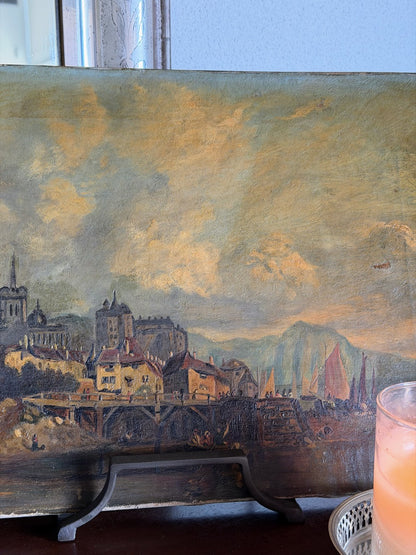 English Oil Painting of Water Scene