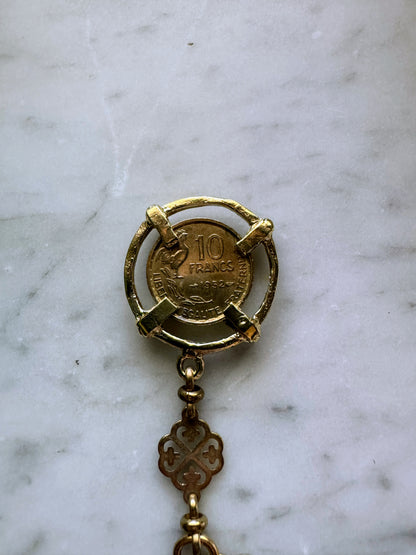 Vintage Coin Necklace: French 1952