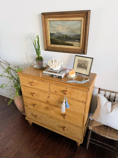 Antique English Pine Chest with Tulip Feet