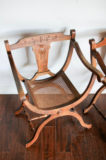 Pair of Italian Cane Chairs