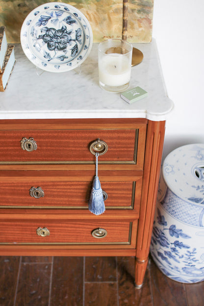 French Louis XVI Petite White Marble Top Commode