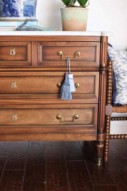 French Louis XVI White Marble Top Commode