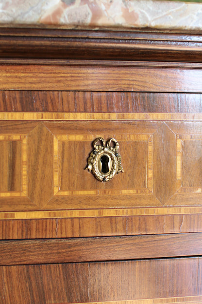 Italian Parquetry Vintage Commode with Pâté Stone