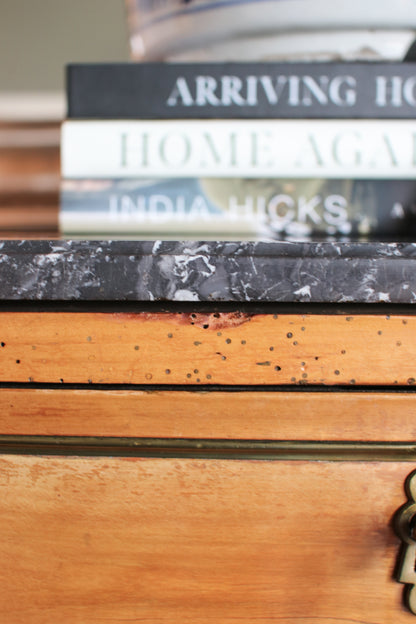 Antique French Louis XVI Grey Marble Top Commode