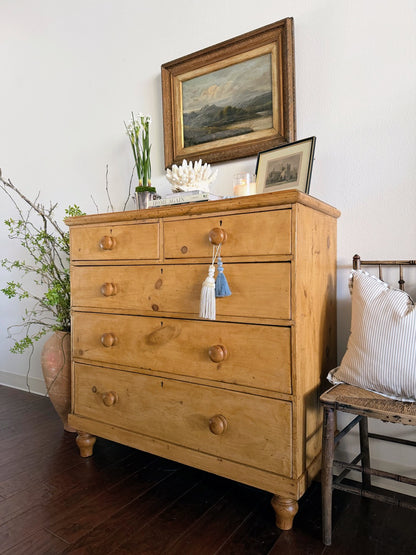 Antique English Pine Chest with Tulip Feet