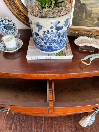Antique English Bowfront Chest of Drawers with Inlay