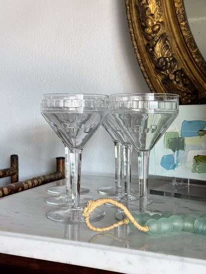 Set of 6 French Art Deco Wine Glasses
