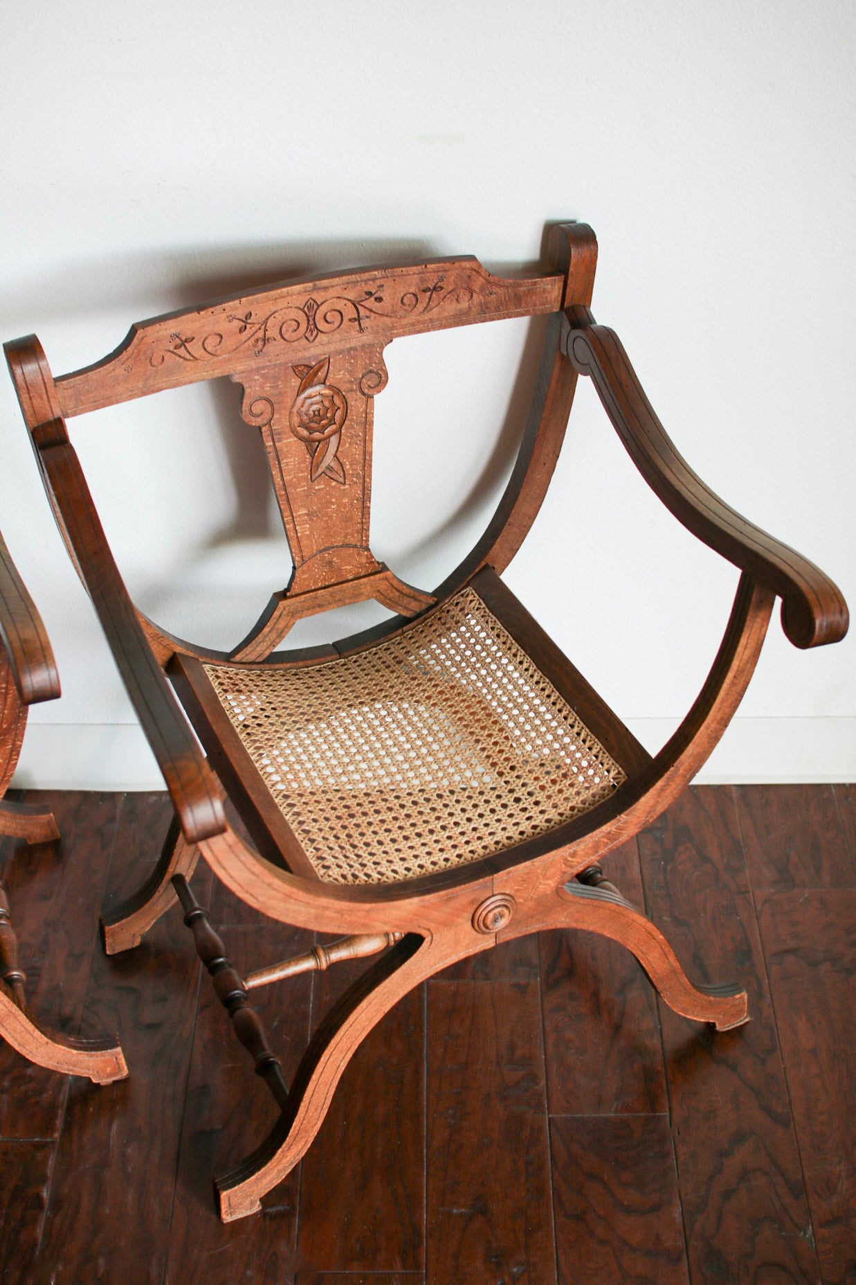 Pair of Italian Cane Chairs