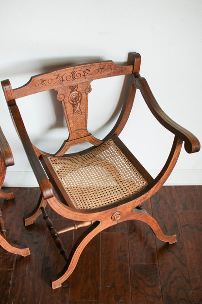 Pair of Italian Cane Chairs
