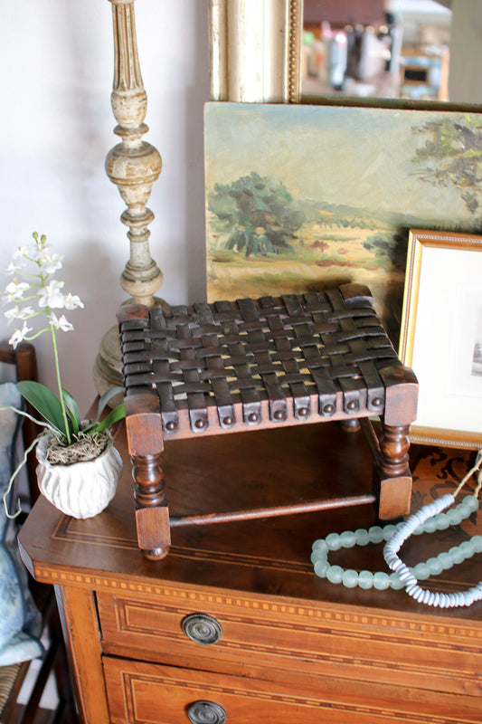 English Leather String Stool