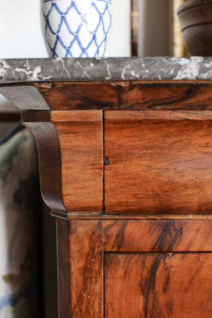 French Louis Phillipe Commode with Grey Marble Top
